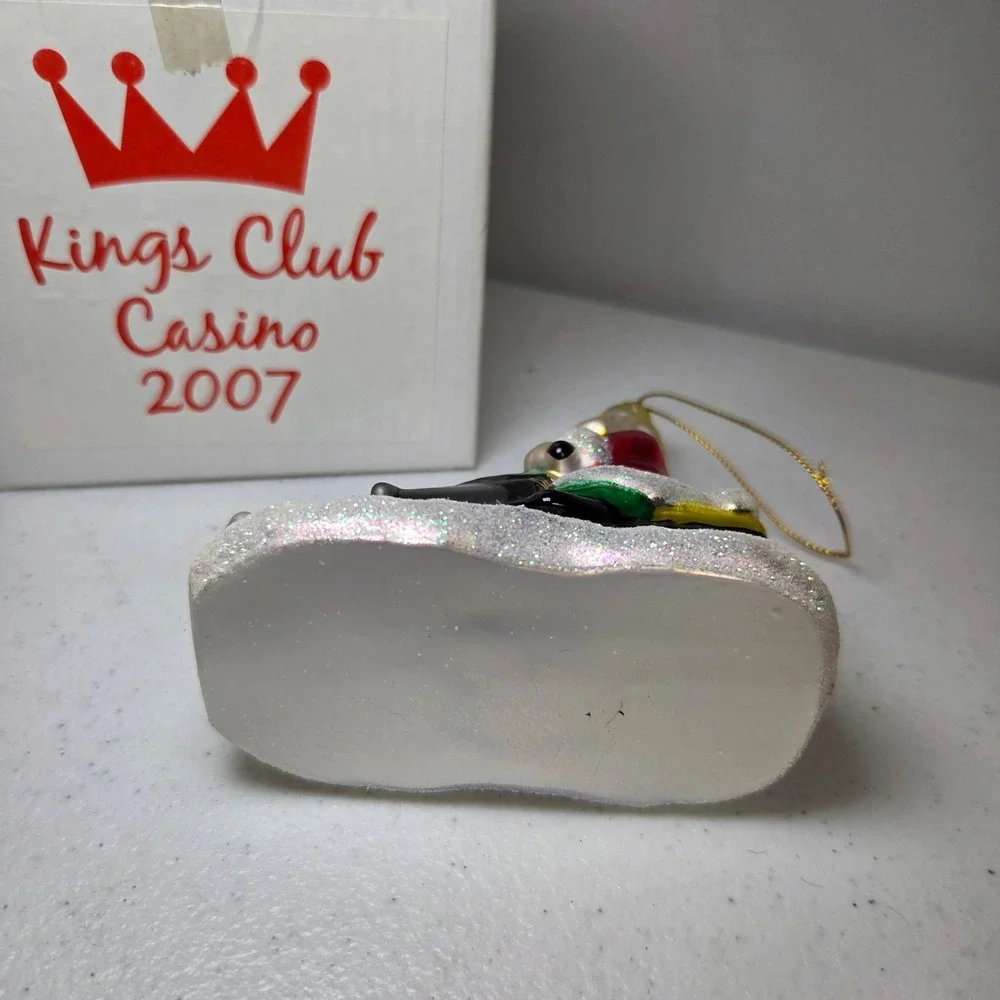 Kings Club Casino 2007 Snowmobile King Glass Christmas Ornament Bay Mills MI